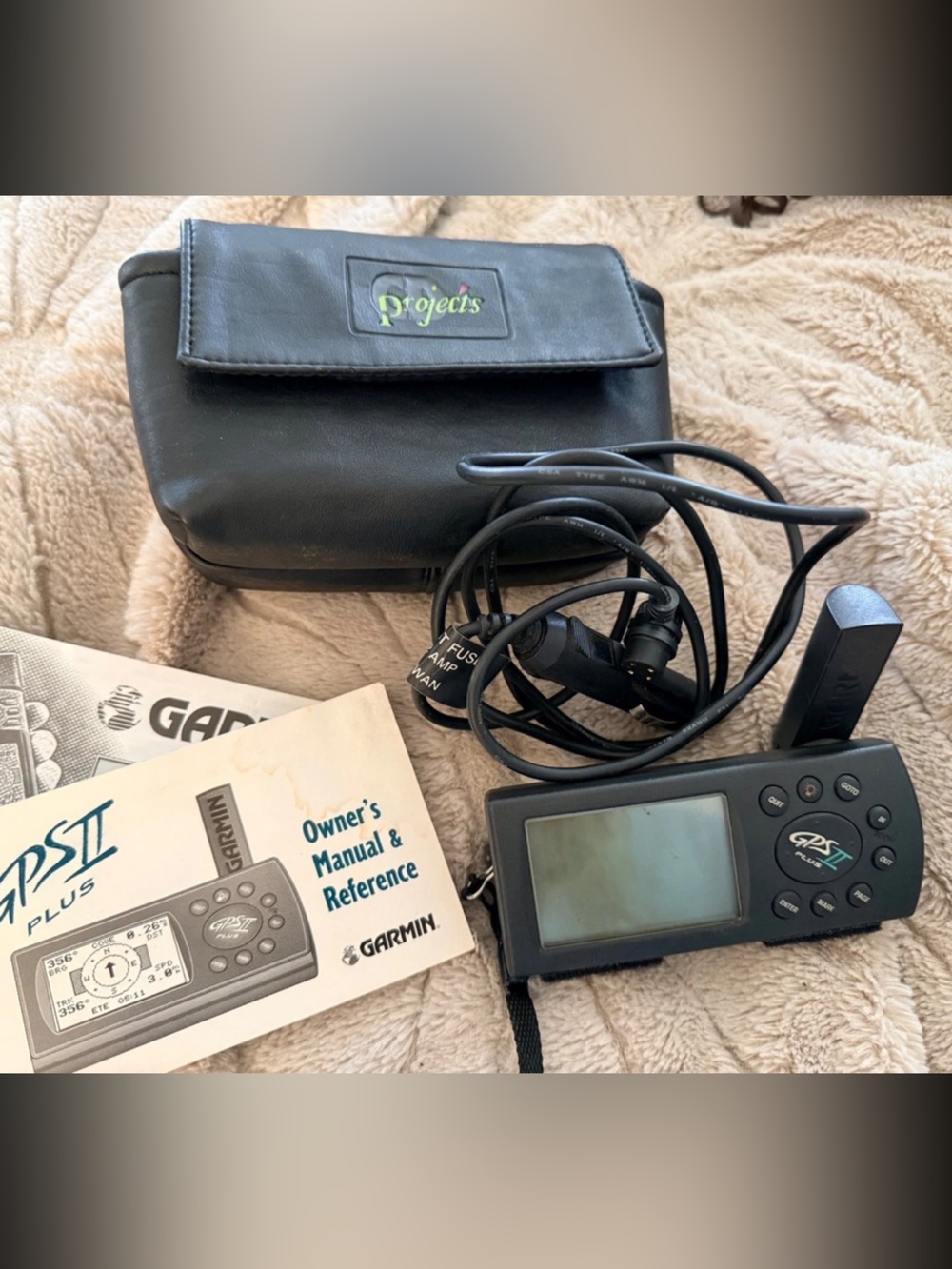 Vintage Garmin GPS II Plus Handheld Unit Bundle